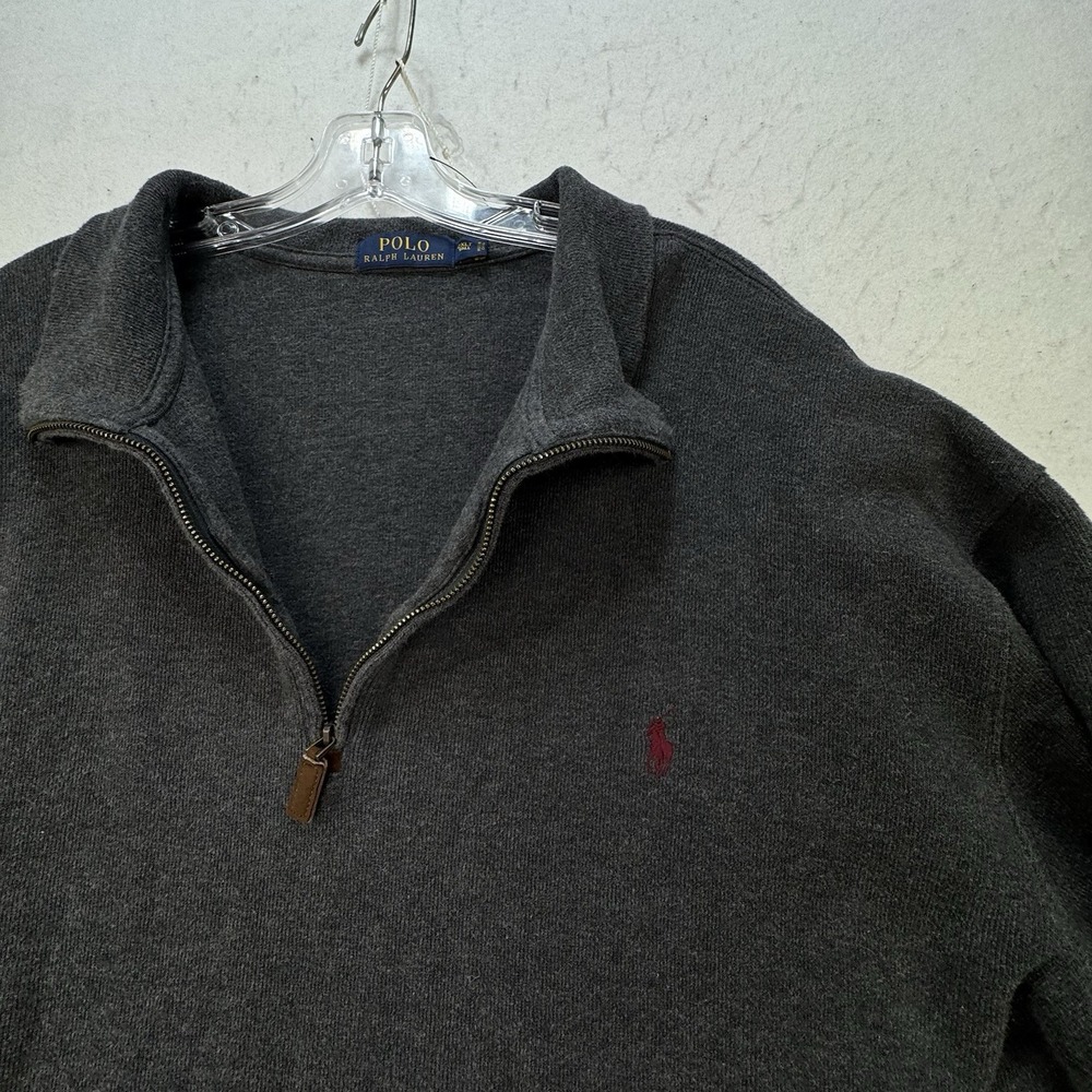 Polo Ralph Lauren Sweater Mens 2XLT Gray Pullover 1/4 Zip Cotton Mock Neck‎ Prep - Picture 8 of 10
